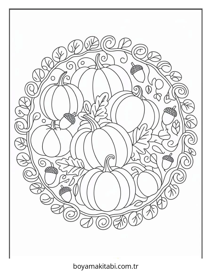 Mandala boyama sayfası – PDF indir, sevimli karakter