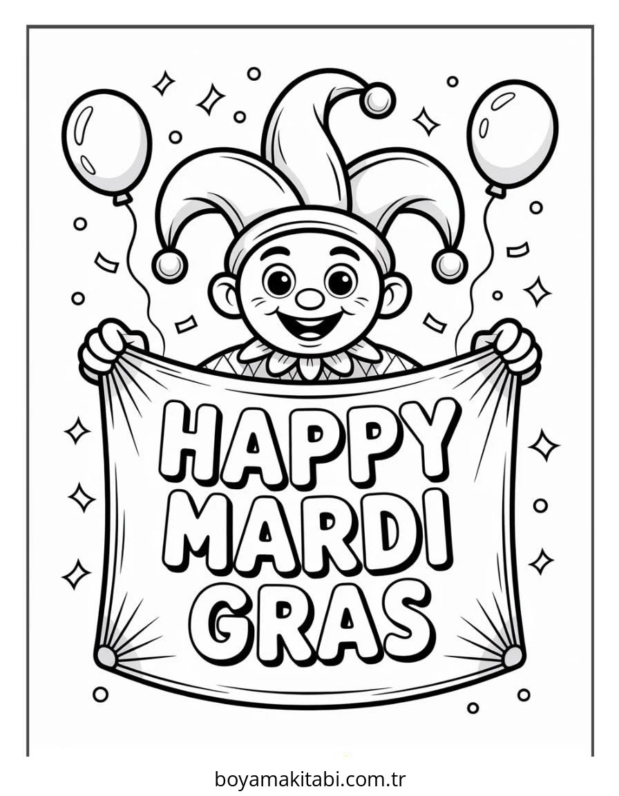 Mardi Gras boyama sayfası – yaratıcılık, eğlenceli etkinlik