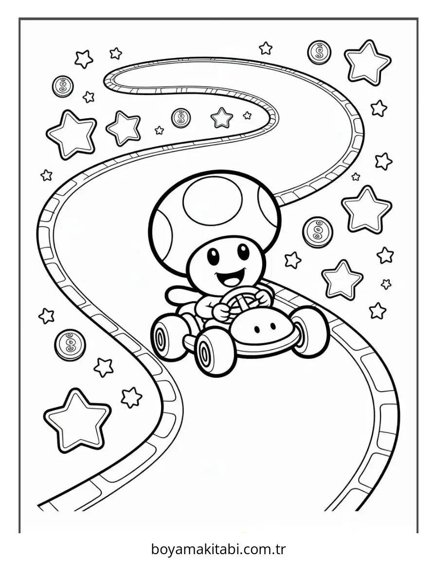 Mario boyama sayfası – çocuk aktivitesi, PDF indir