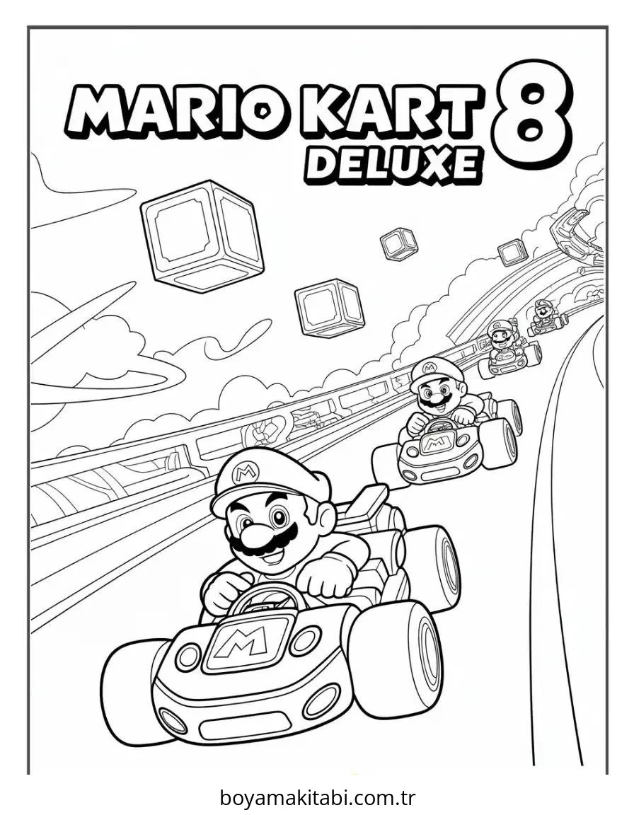 Mario boyama sayfası – basit çizim, kolay boyama