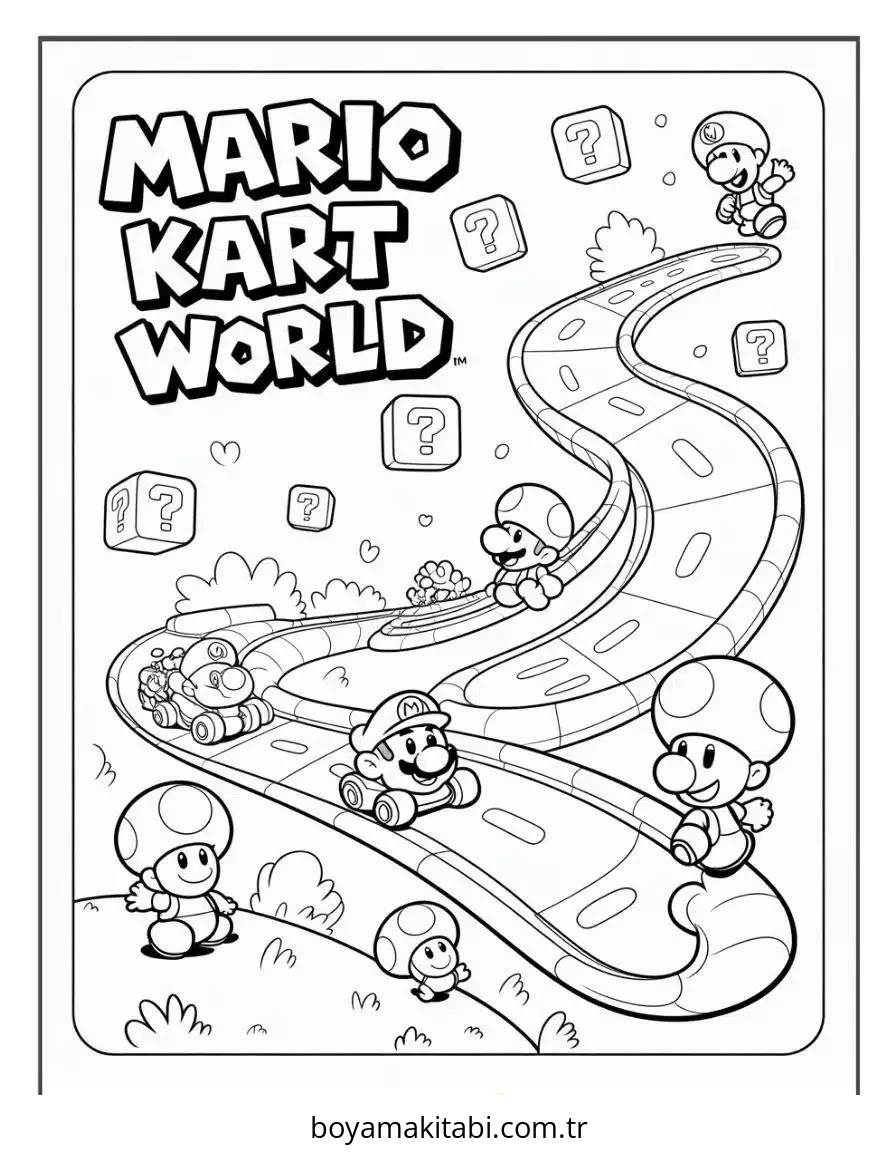 Mario boyama sayfası – yaratıcılık, eğlenceli etkinlik