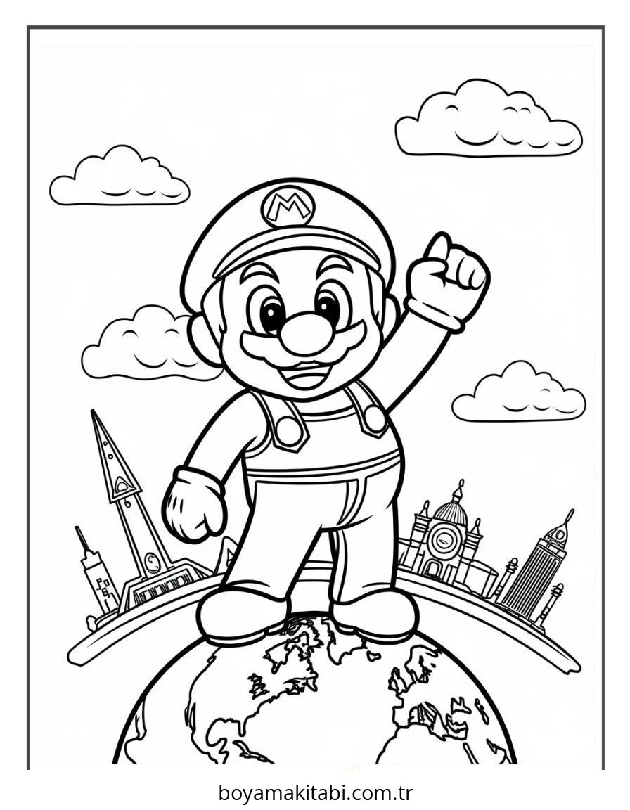 Mario boyama sayfası – okul öncesi, evde etkinlik