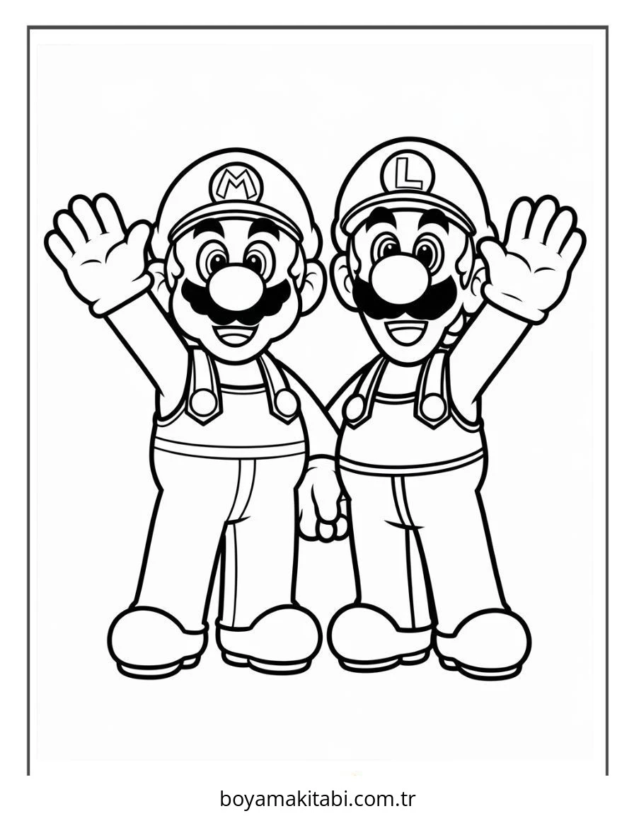 Mario boyama sayfası – PDF indir, sevimli karakter