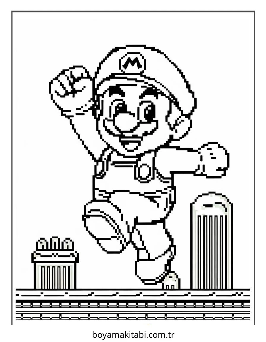 Mario boyama sayfası – yaratıcılığı geliştirir, keyifli zaman
