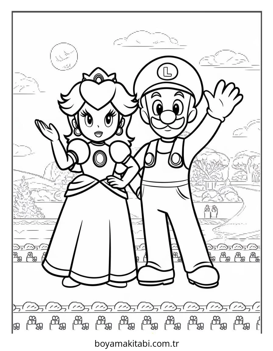 Mario boyama sayfası – okul öncesi, evde etkinlik