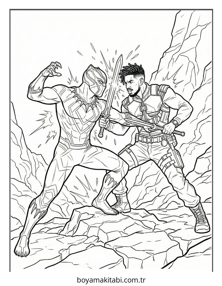 Black Panther boyama sayfası – çocuk aktivitesi, PDF indir