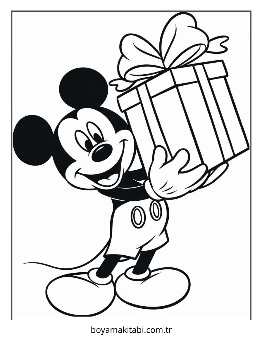 Mickey ve Minnie Mouse boyama sayfası – çizgi film temalı, basit çizim