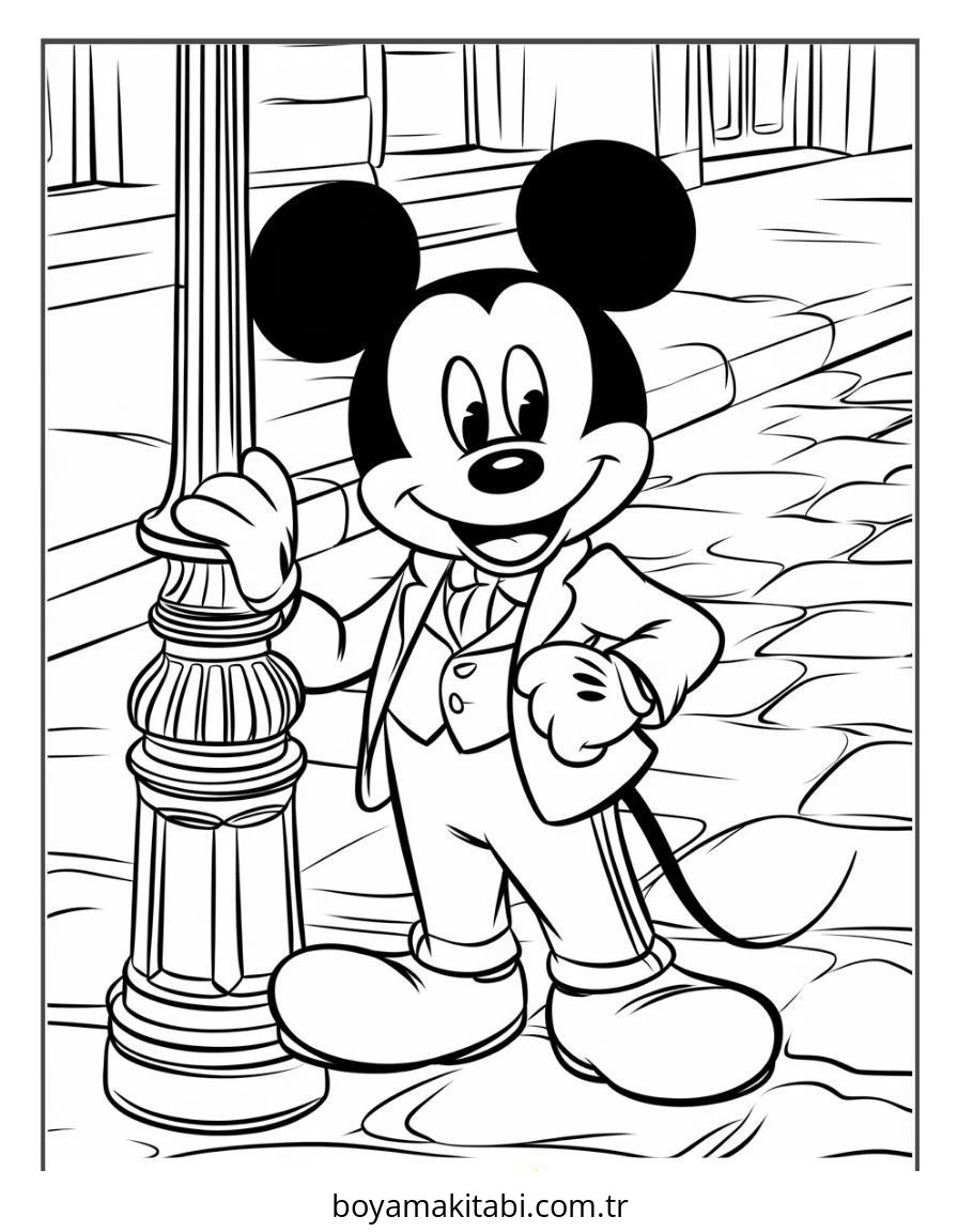 Mickey ve Minnie Mouse boyama sayfası – sanatsal çalışma, çocuklar için