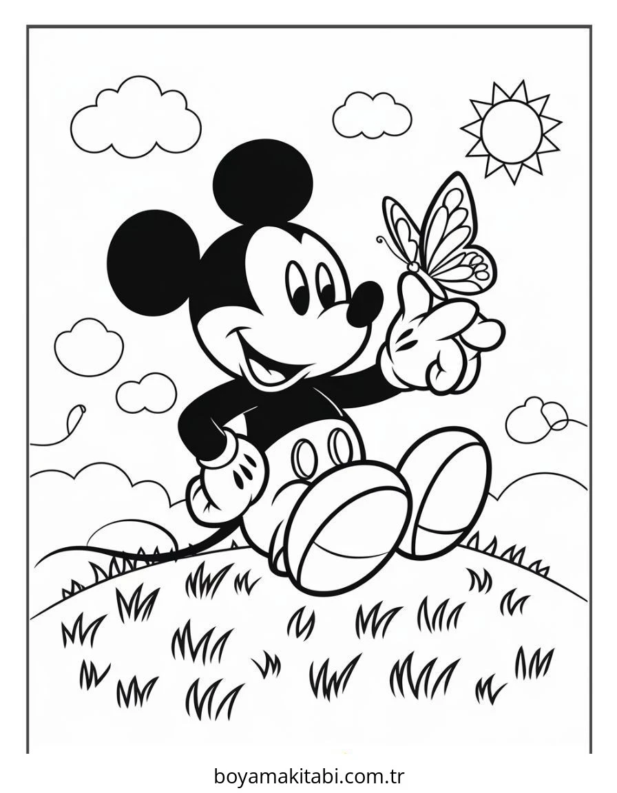 Mickey ve Minnie Mouse boyama sayfası – boyama çalışması, yaratıcılığı geliştirir