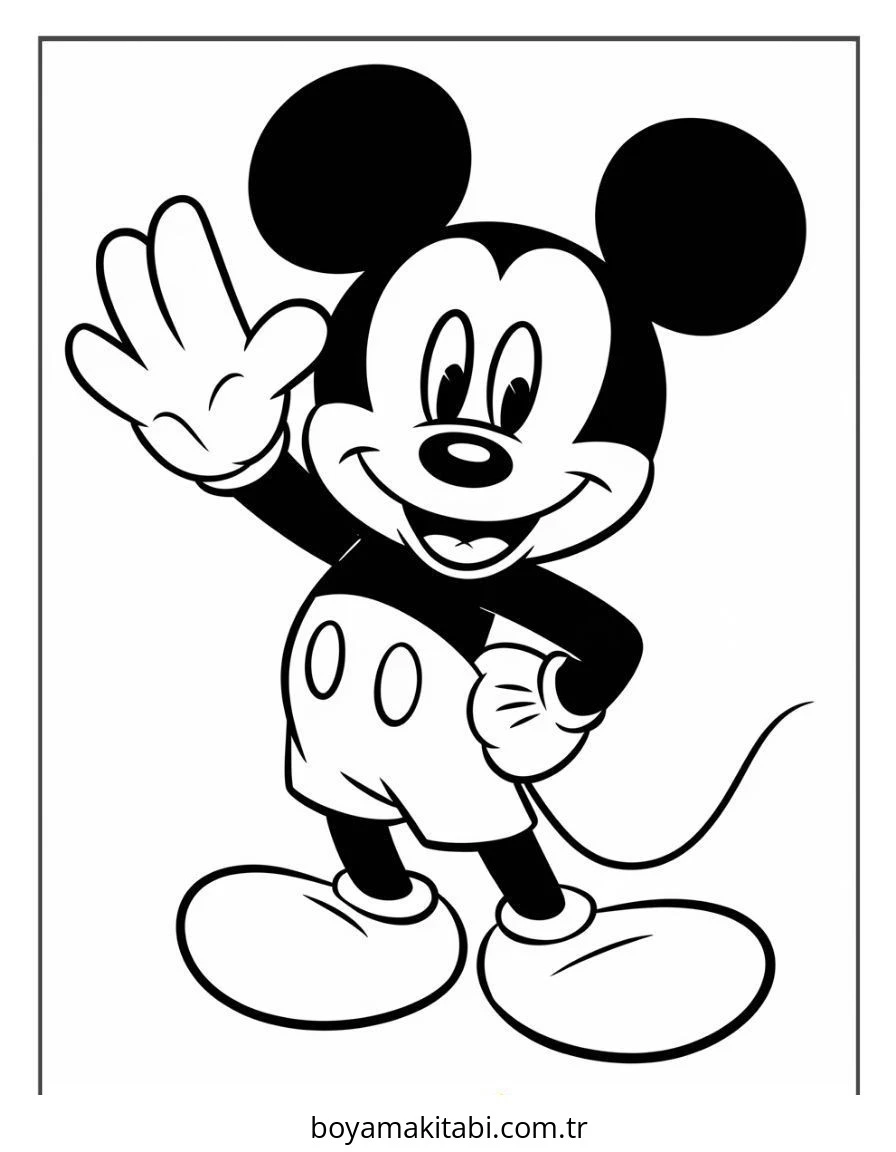 Mickey ve Minnie Mouse boyama sayfası – PDF indir, sevimli karakter