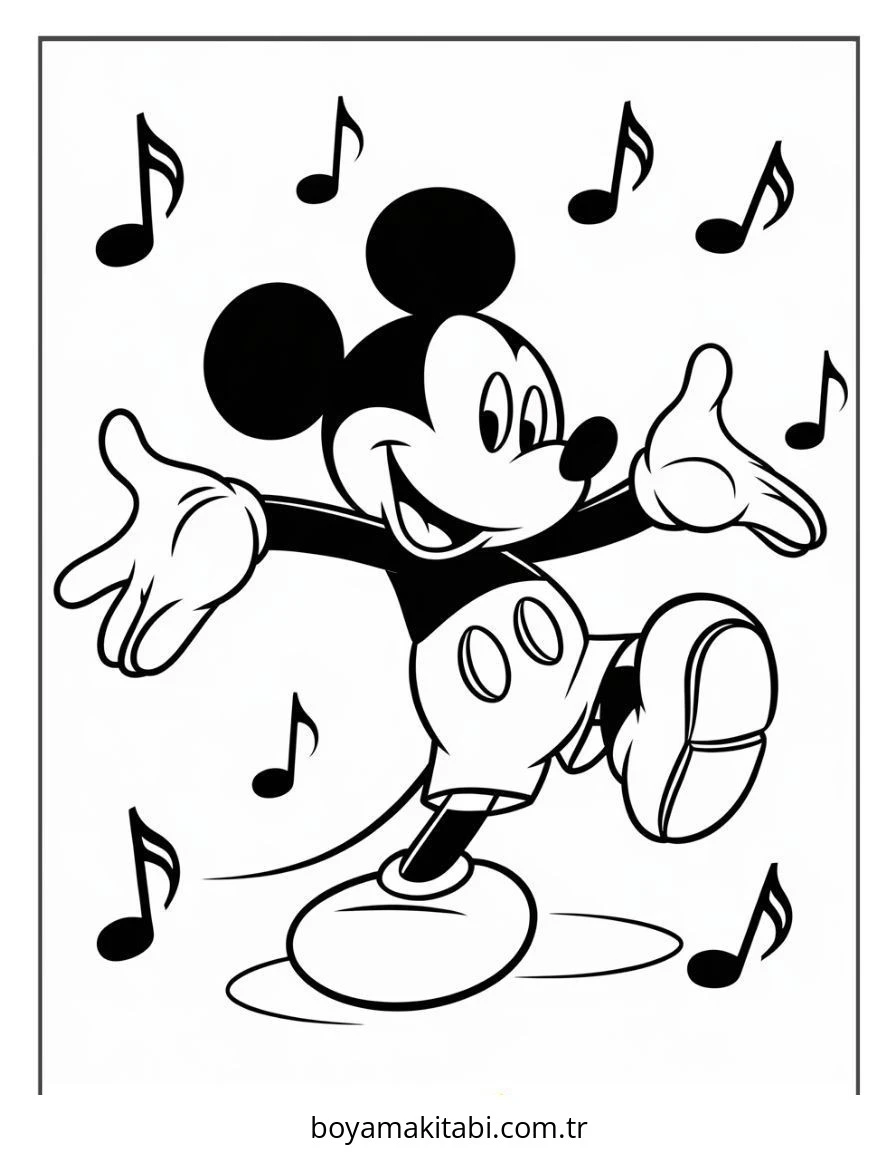 Mickey ve Minnie Mouse boyama sayfası – kolay boyama, eğitici aktivite