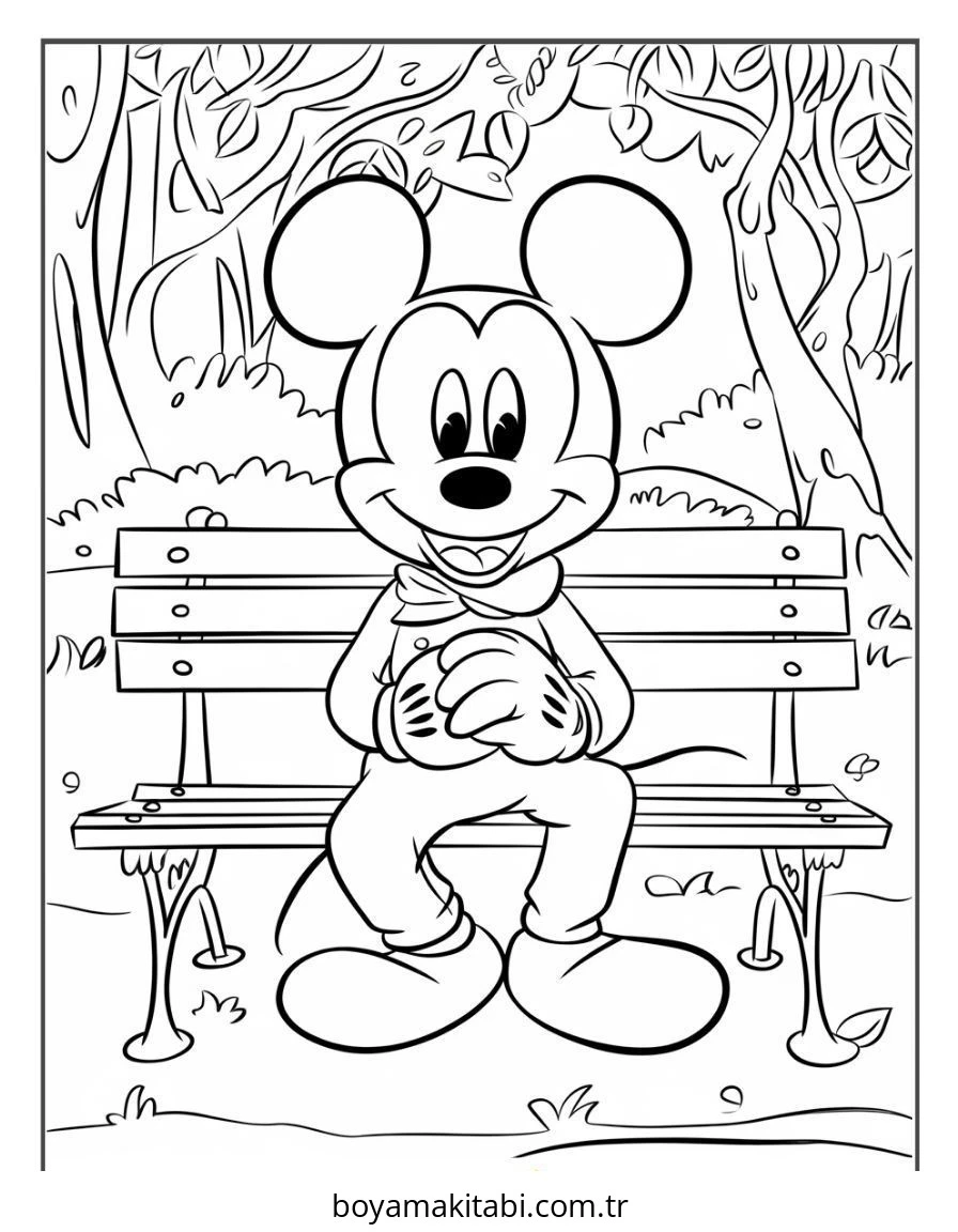 Mickey ve Minnie Mouse boyama sayfası – çizgi film temalı, basit çizim
