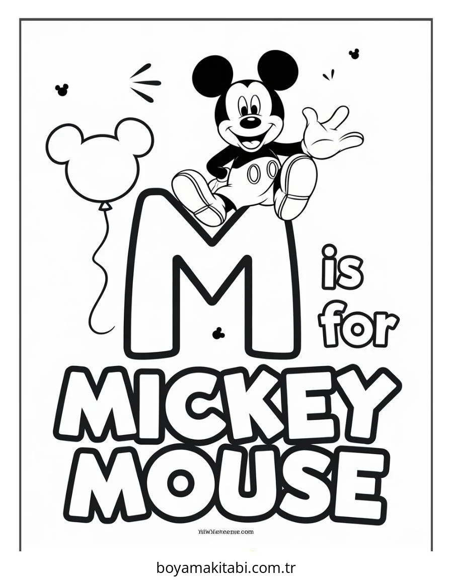 Mickey ve Minnie Mouse boyama sayfası – boyama çalışması, yaratıcılığı geliştirir