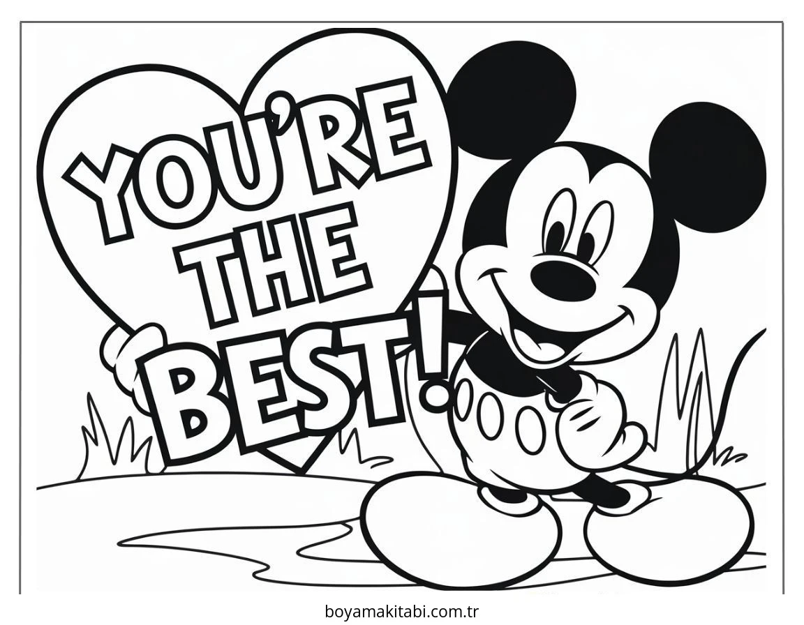 Mickey ve Minnie Mouse boyama sayfası – PDF indir, sevimli karakter