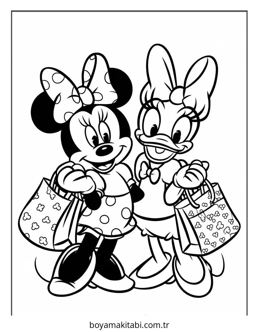 Mickey ve Minnie Mouse boyama sayfası – eğlenceli etkinlik, el becerilerini geliştirir