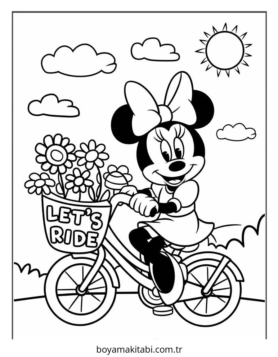 Mickey ve Minnie Mouse boyama sayfası – sevimli karakter, sanatsal çalışma
