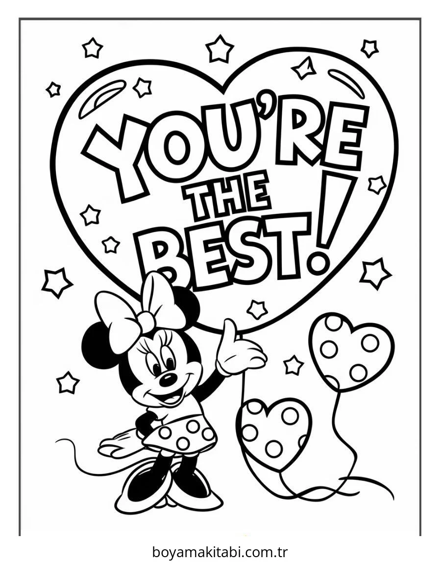 Mickey ve Minnie Mouse boyama sayfası – çizgi film temalı, basit çizim