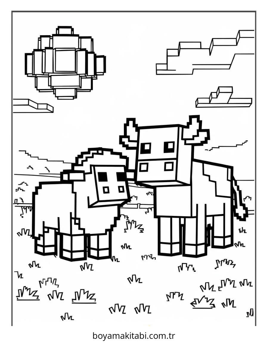 Minecraft boyama sayfası – keyifli zaman, renkli çizimler