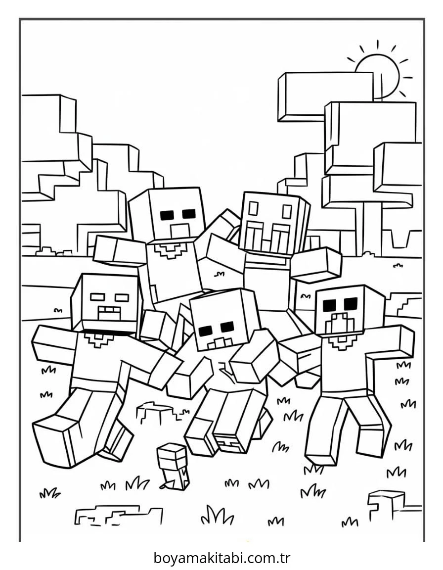 Minecraft boyama sayfası – evde etkinlik, ücretsiz yazdır