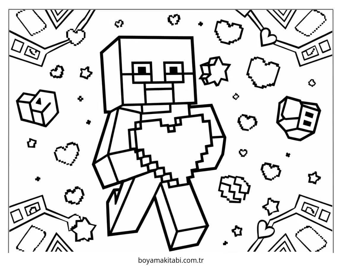 Minecraft boyama sayfası – sanatsal çalışma, çocuklar için