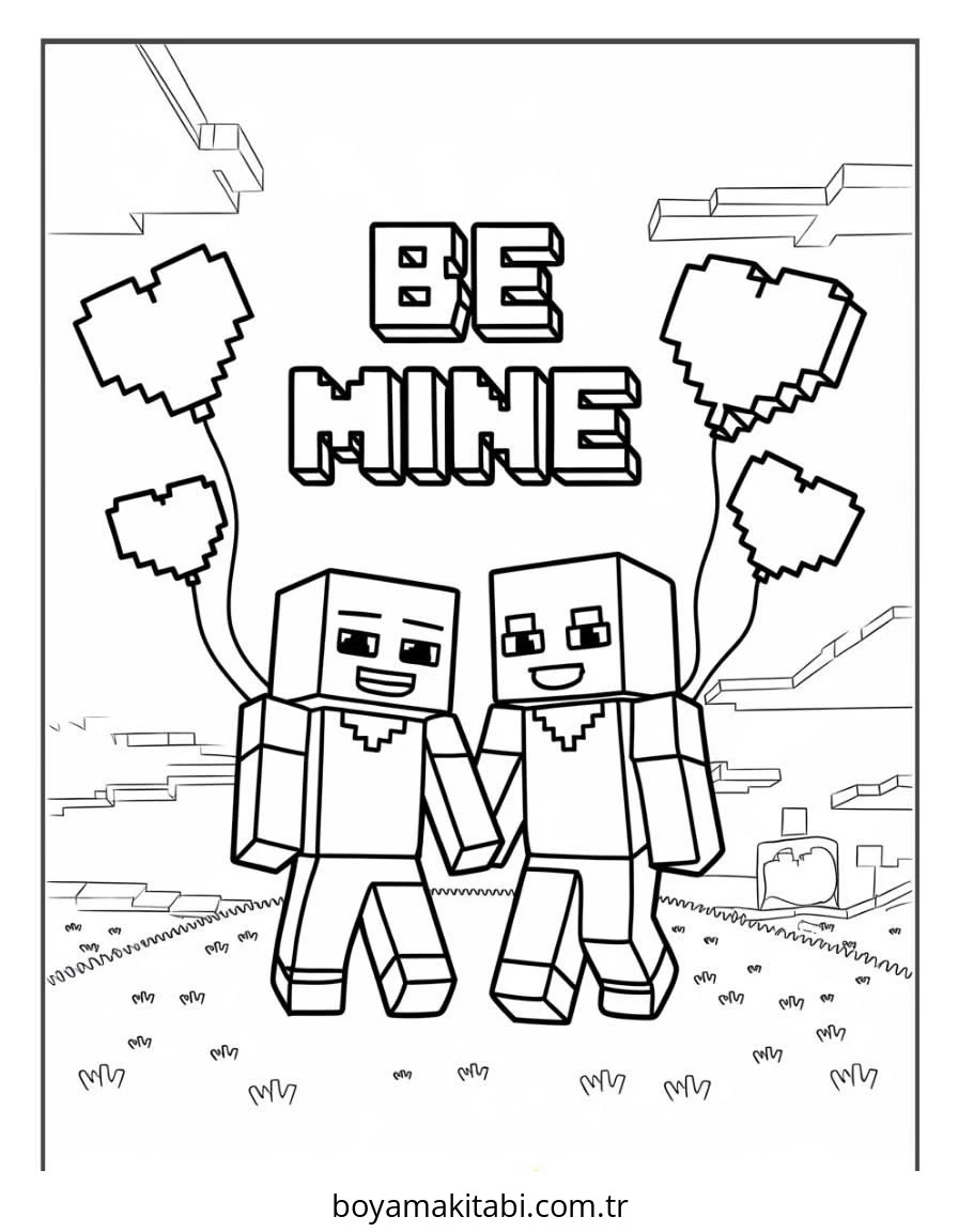 Minecraft boyama sayfası – basit çizim, kolay boyama