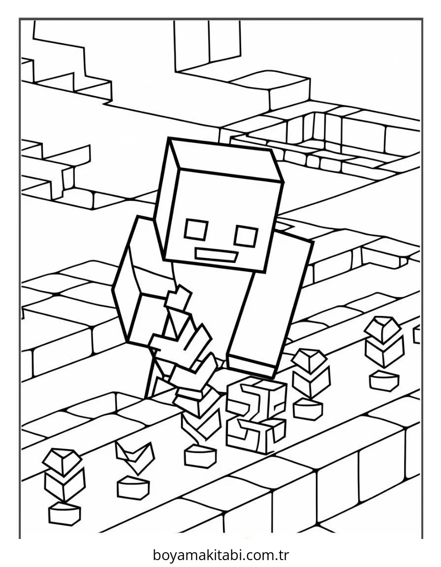 Minecraft boyama sayfası – basit çizim, kolay boyama
