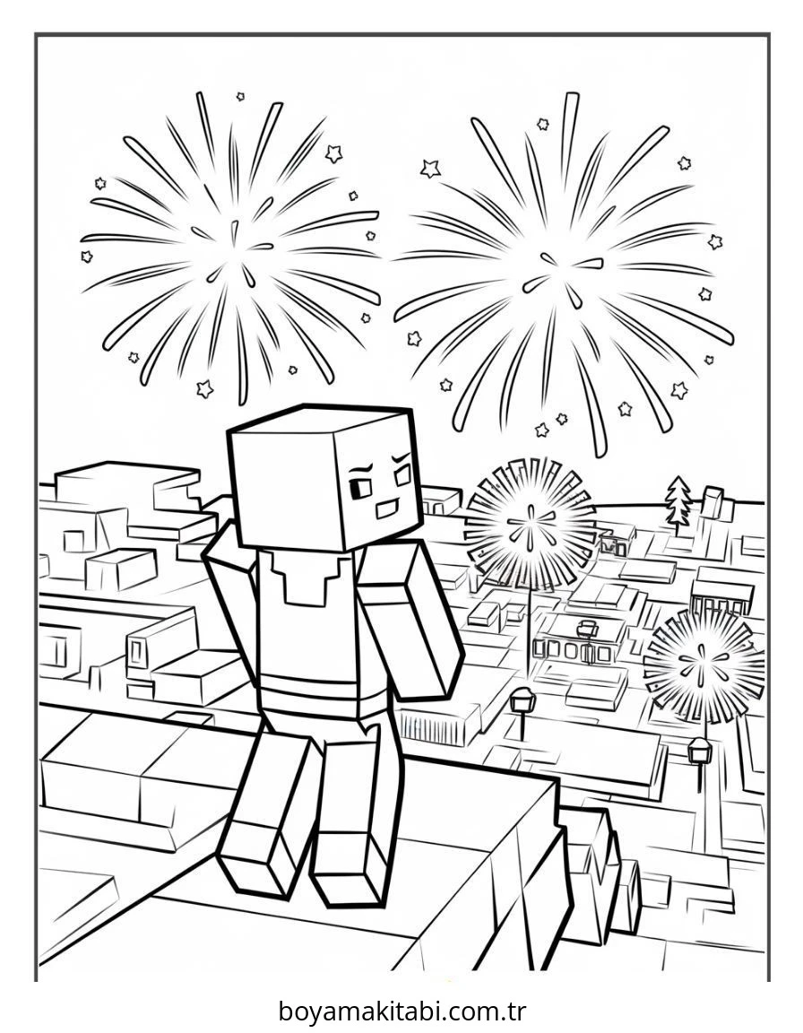 Minecraft boyama sayfası – PDF indir, sevimli karakter