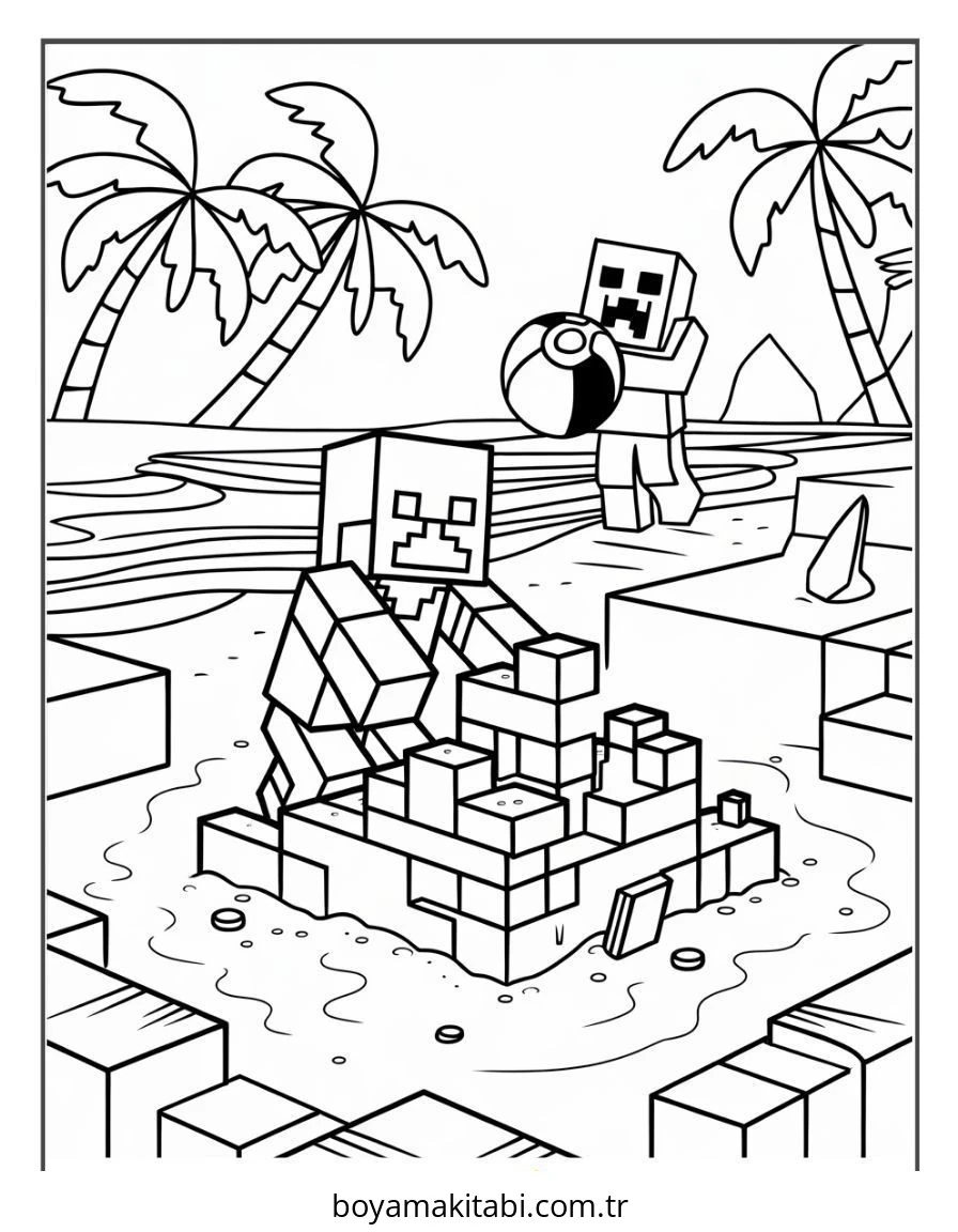 Minecraft boyama sayfası – eğlenceli etkinlik, el becerilerini geliştirir