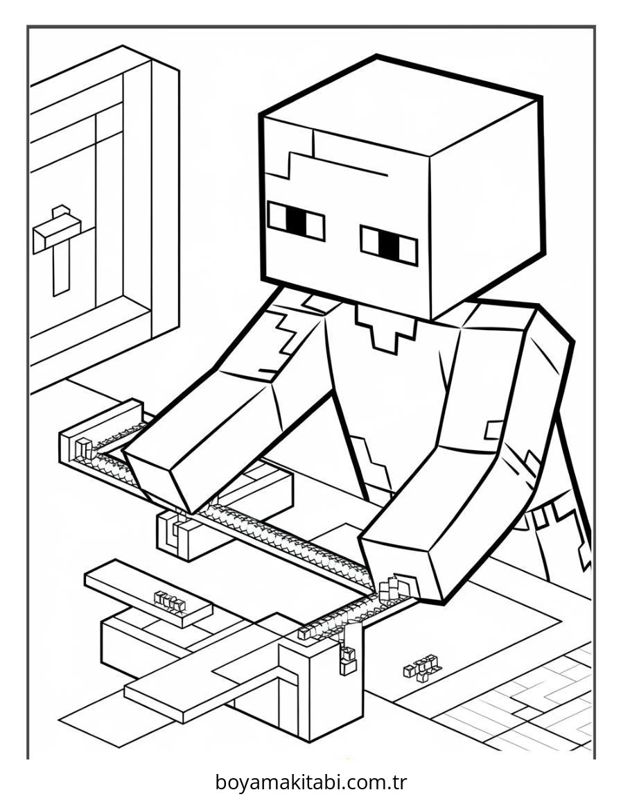 Minecraft boyama sayfası – sevimli karakter, sanatsal çalışma