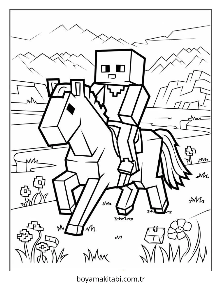 Minecraft boyama sayfası – çizgi film temalı, basit çizim