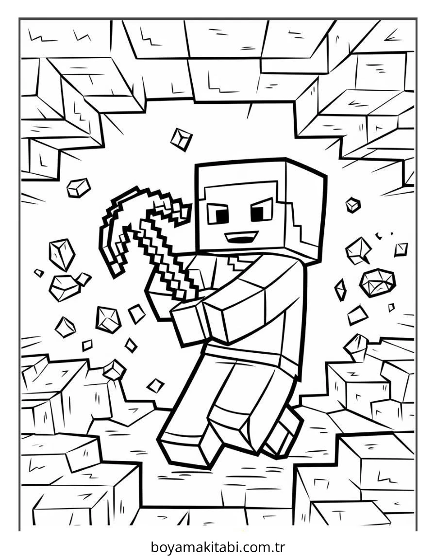 Minecraft boyama sayfası – sanatsal çalışma, çocuklar için