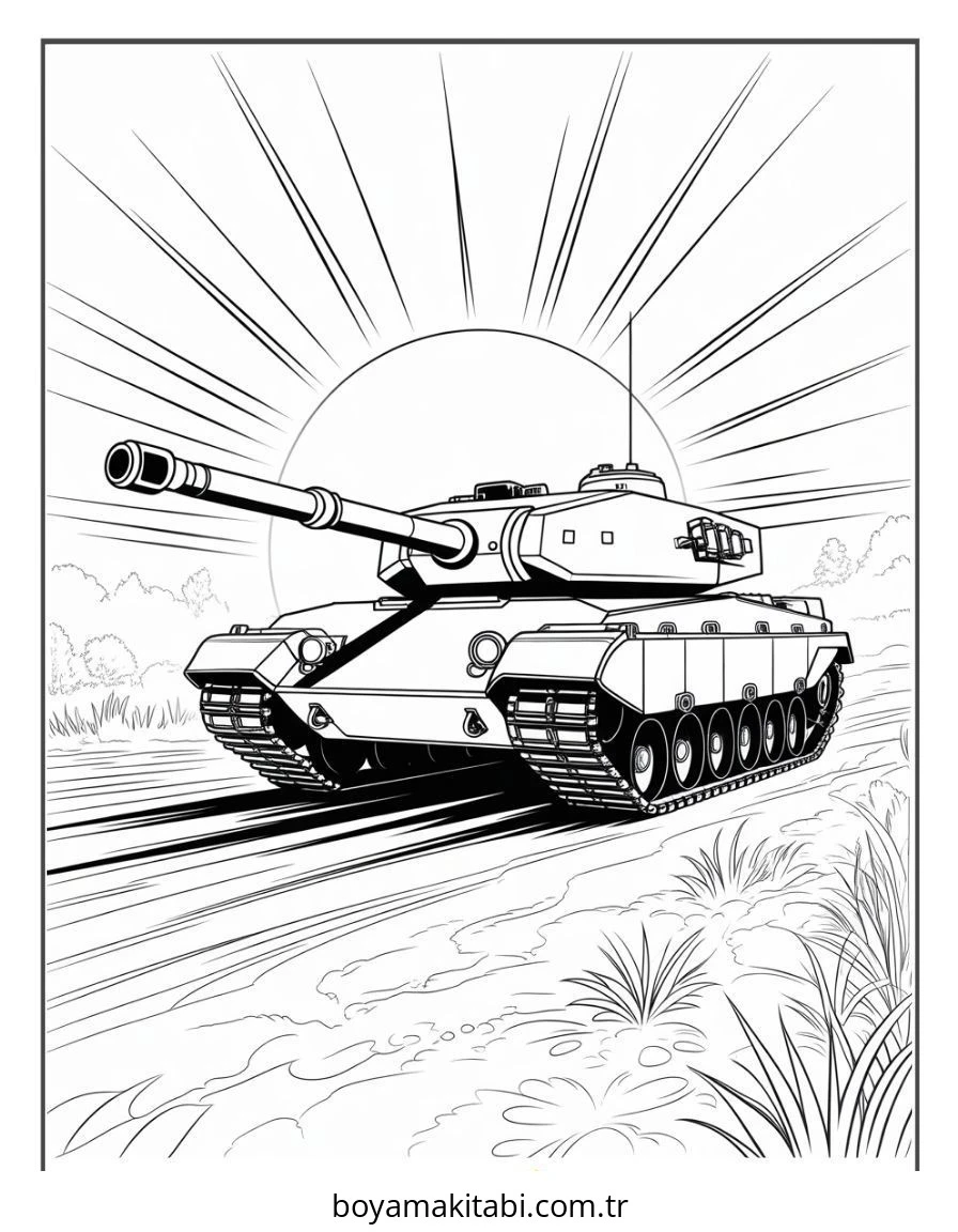 Tank boyama sayfası – PDF indir, sevimli karakter