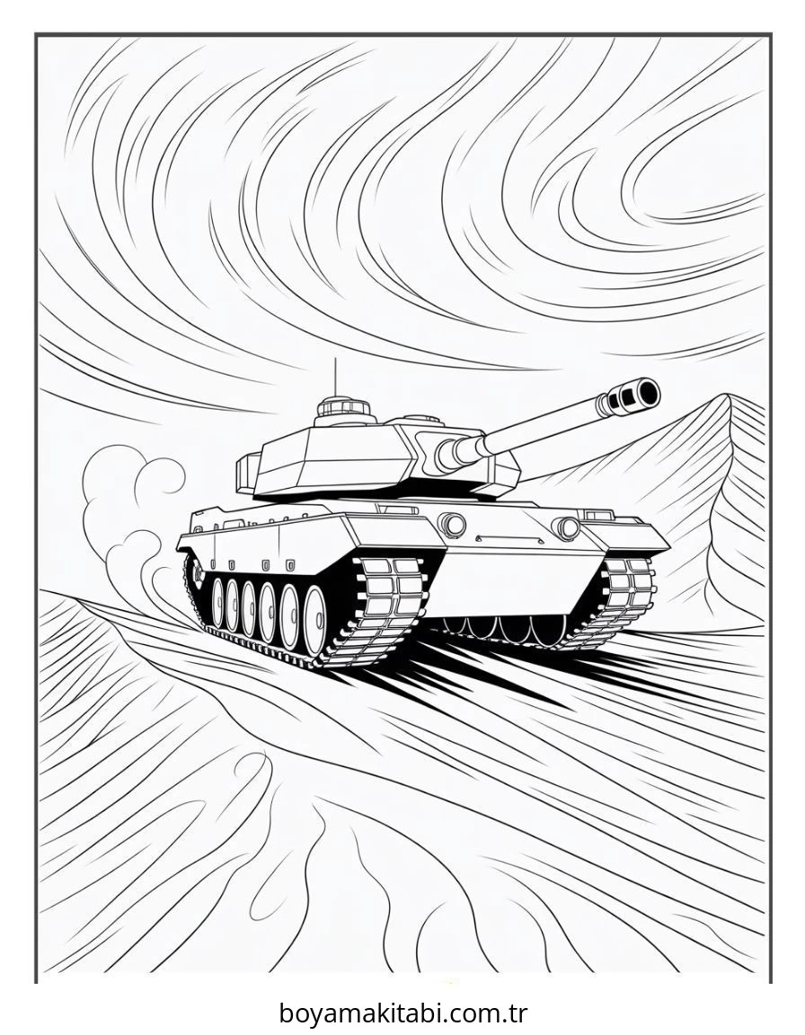 Tank boyama sayfası – boyama etkinliği, çocuk aktivitesi
