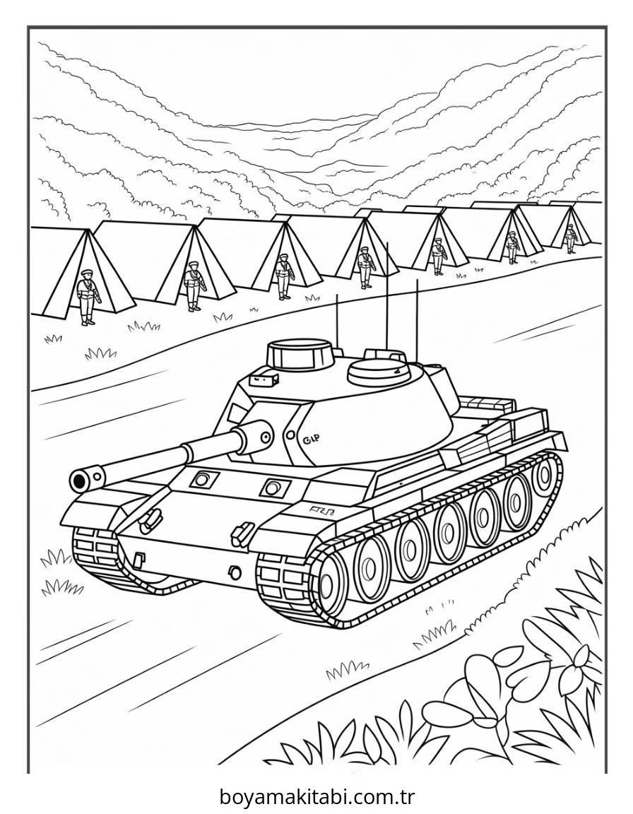 Tank boyama sayfası – eğitici aktivite, yaratıcılık