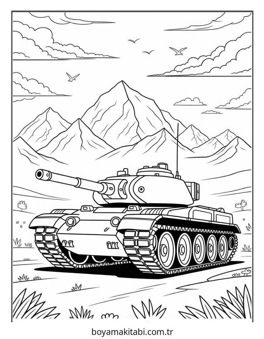Tank boyama sayfası – el becerilerini geliştirir, boyama çalışması
