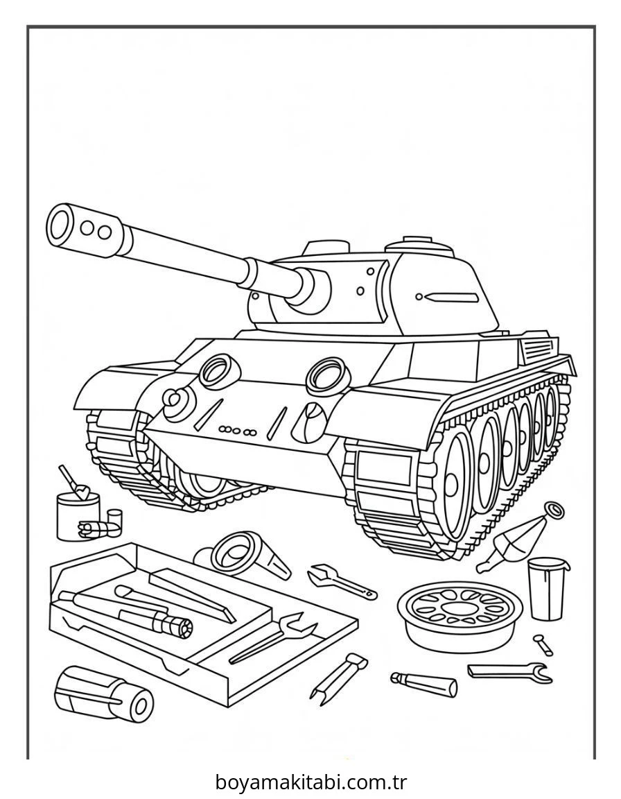 Tank boyama sayfası – evde etkinlik, ücretsiz yazdır
