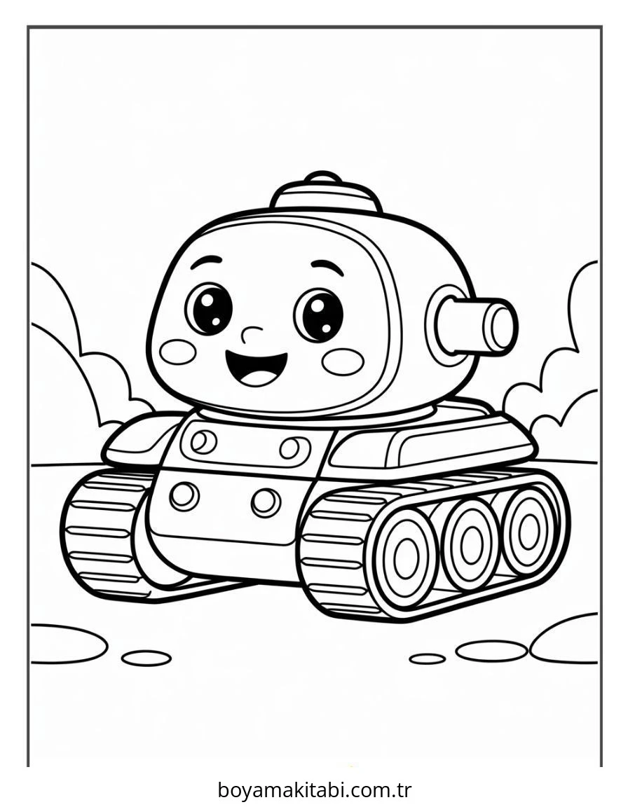 Tank boyama sayfası – kolay boyama, eğitici aktivite