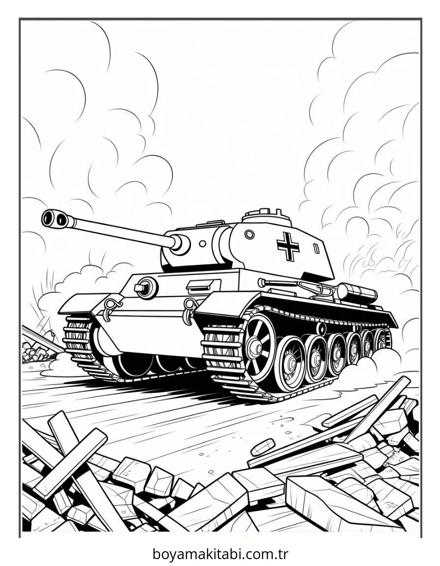 Tank boyama sayfası – eğitici aktivite, yaratıcılık