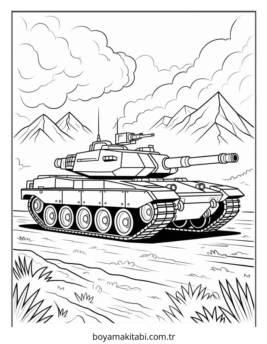 Tank boyama sayfası – keyifli zaman, renkli çizimler