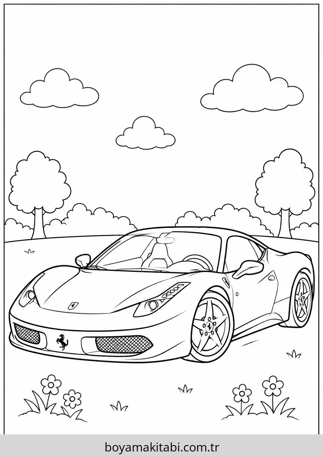 Ferrari boyama sayfası #125 – A4 baskıya uygun, ücretsiz yazdır