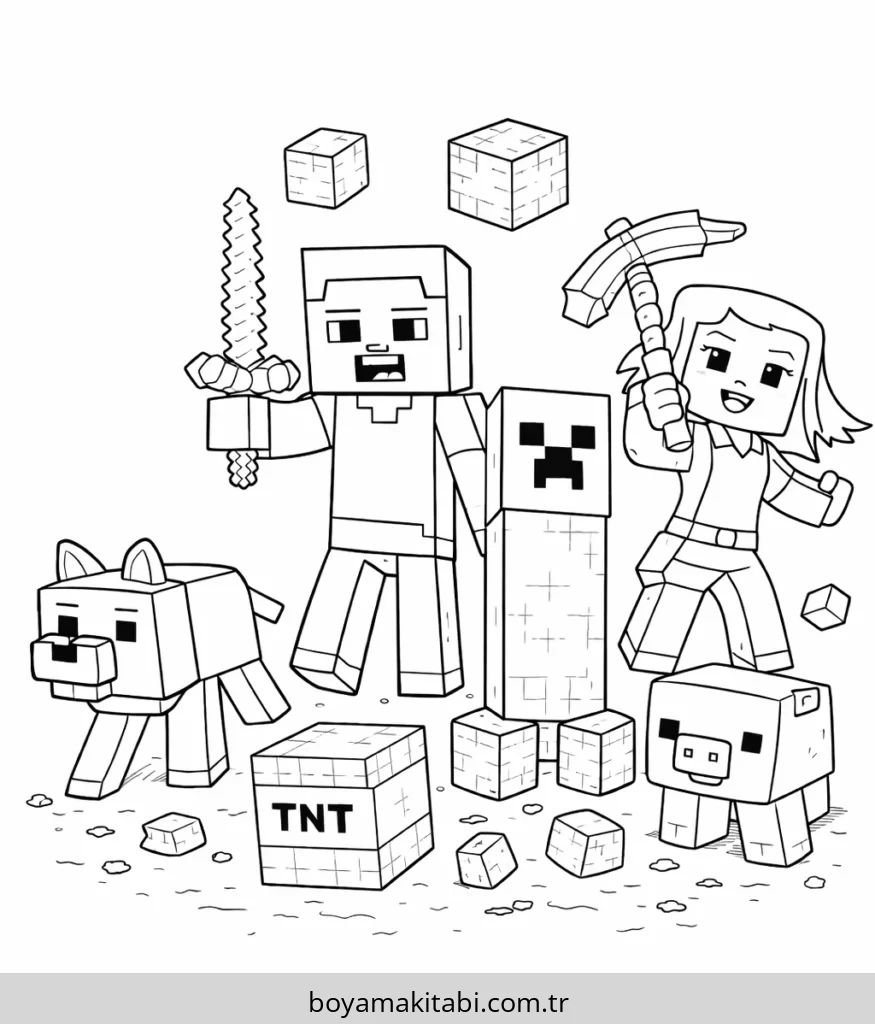 Minecraft boyama sayfası #491 – yaratıcılığı geliştirir, keyifli zaman