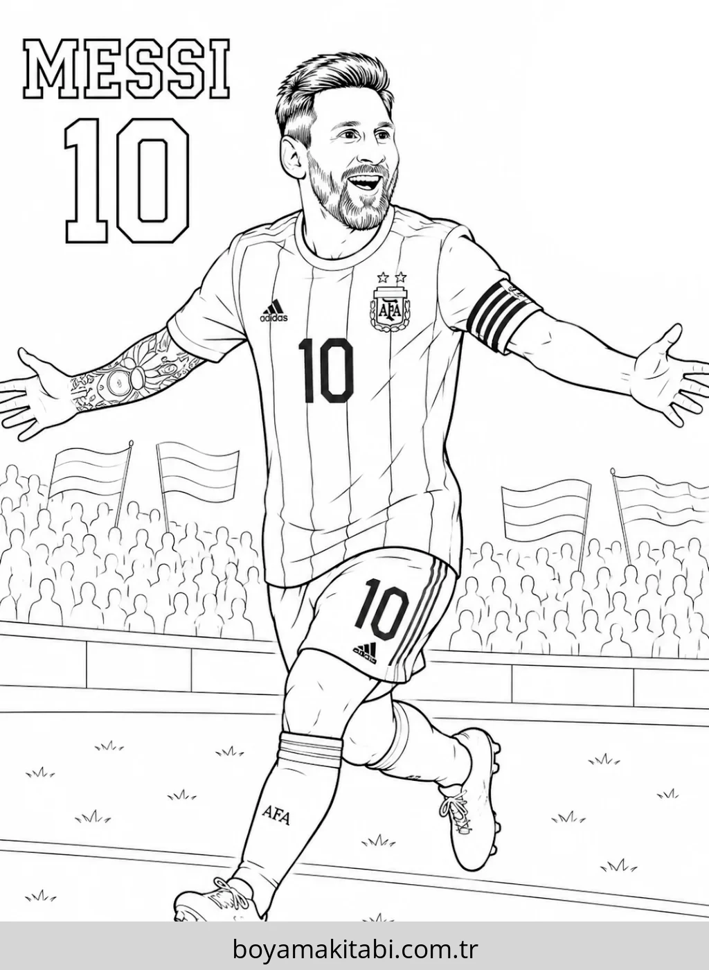 Messi boyama sayfası #1 – A4 baskıya uygun, ücretsiz yazdır