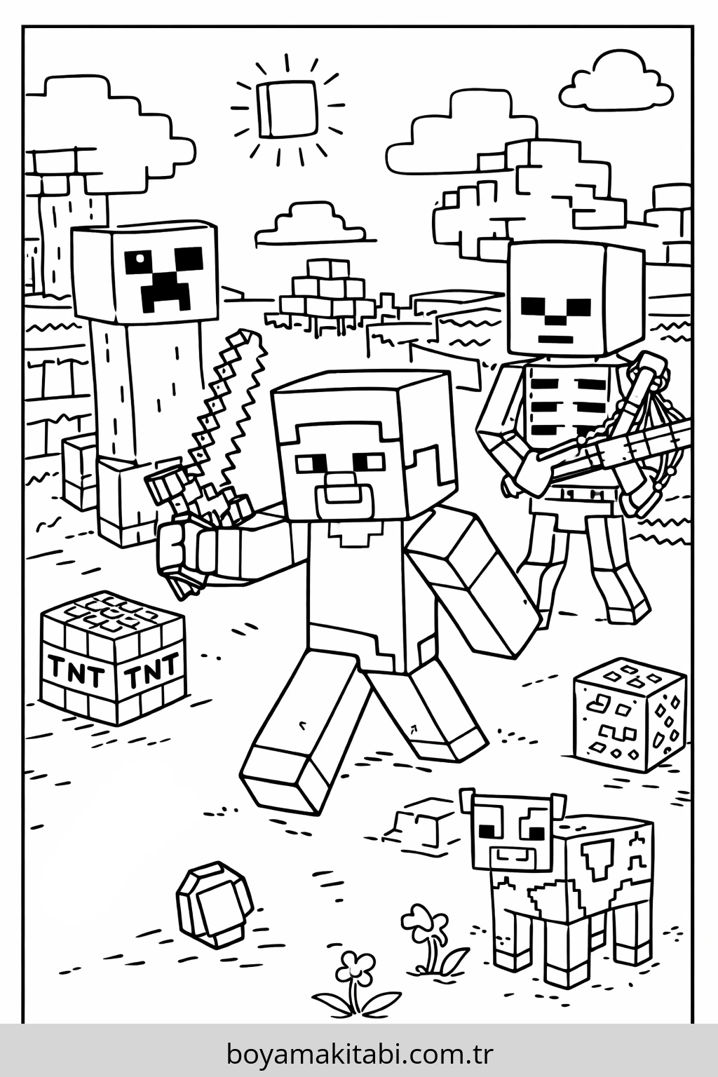 Minecraft boyama sayfası #492 – mürekkep tasarrufu sağlar, PDF indir