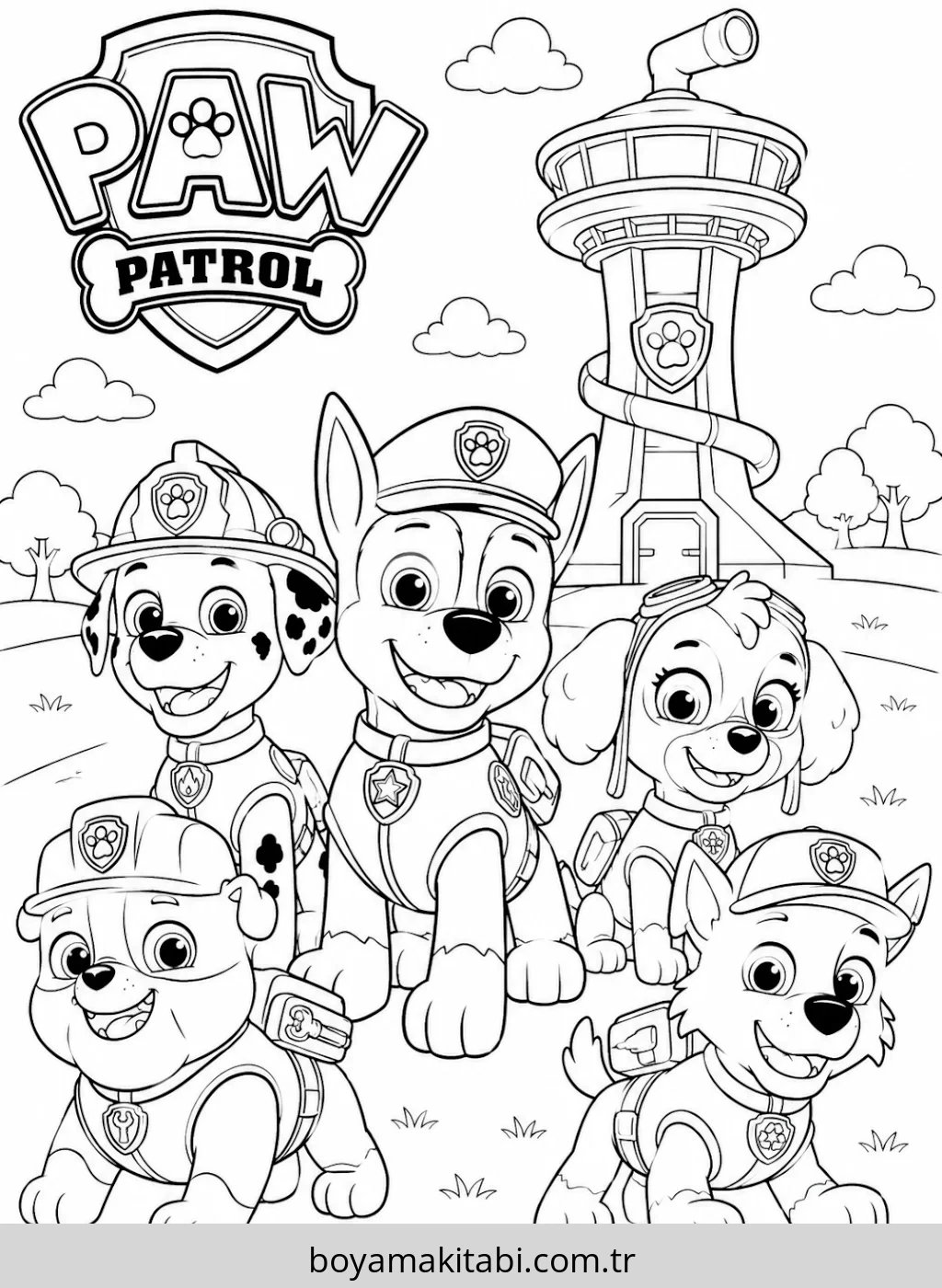 Paw Petrol boyama sayfası #1 – ücretsiz yazdır, boyama etkinliği