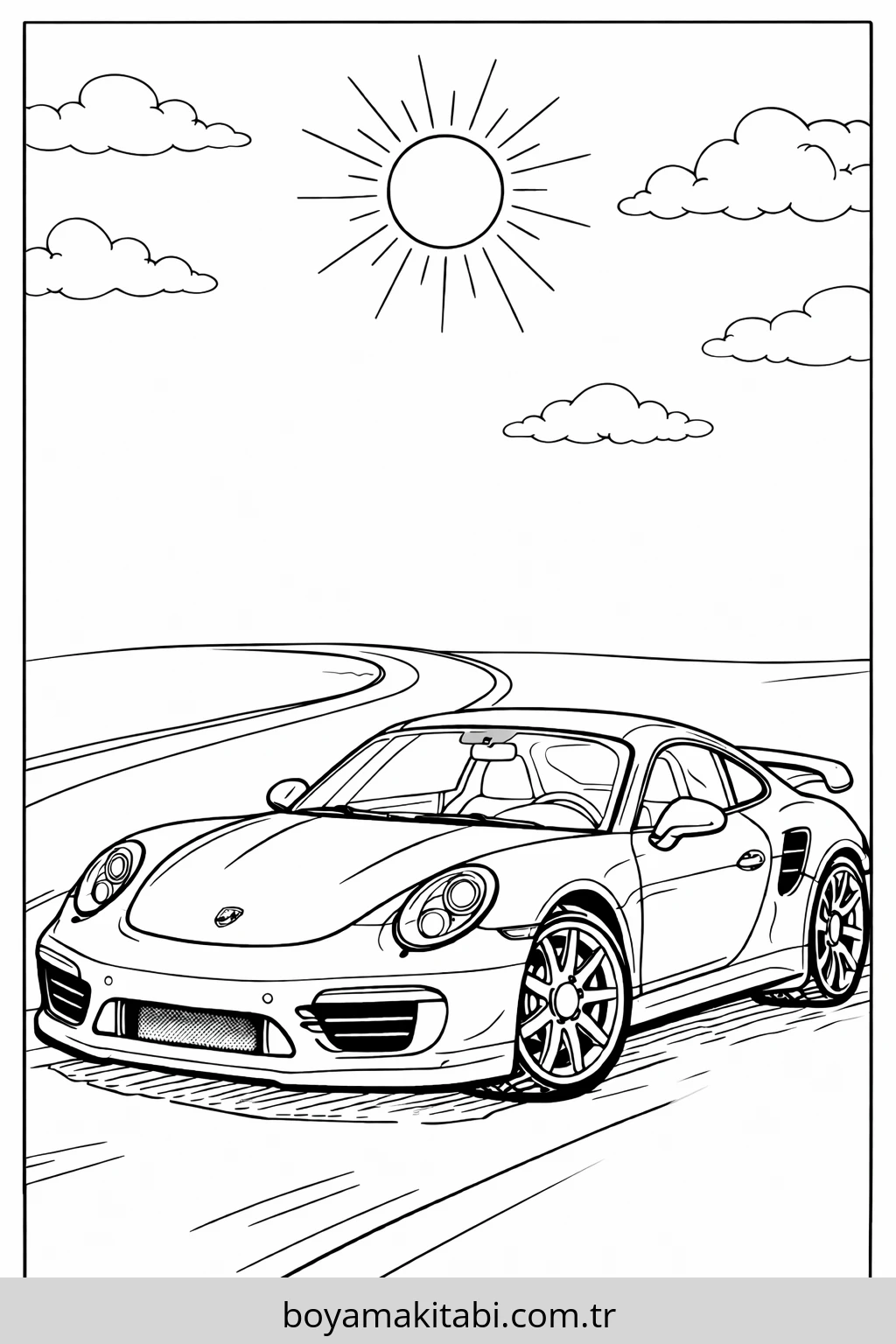 Porsche boyama sayfası #83 – çocuklar için, çizgi film temalı