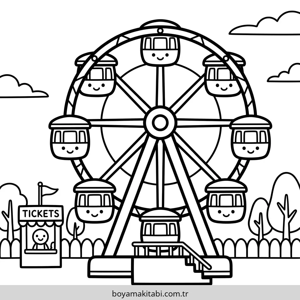 Lunapark boyama sayfası #4 – keyifli zaman, renkli çizimler