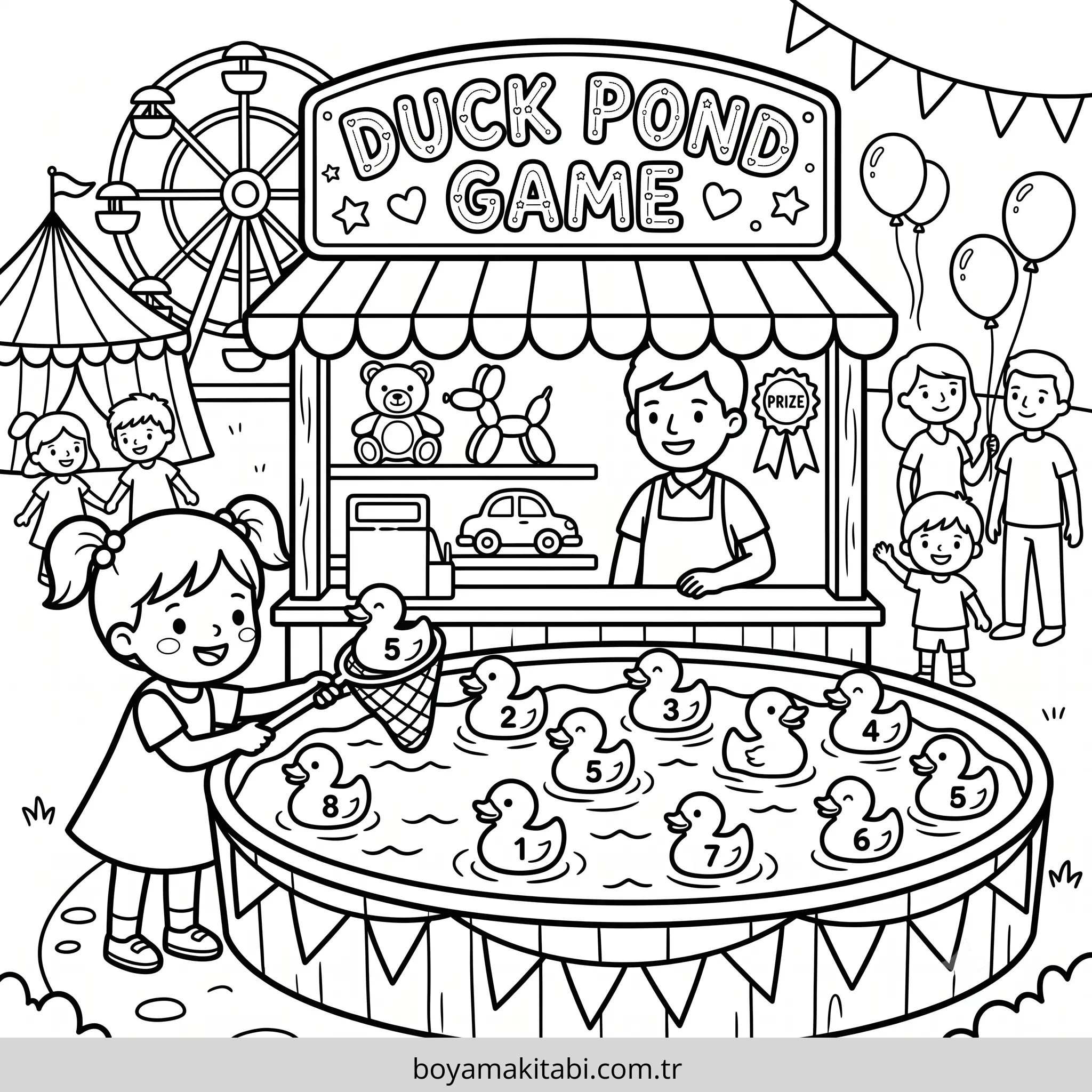 Lunapark boyama sayfası #11 – renkli çizimler, dikkat ve odaklanma geliştirir