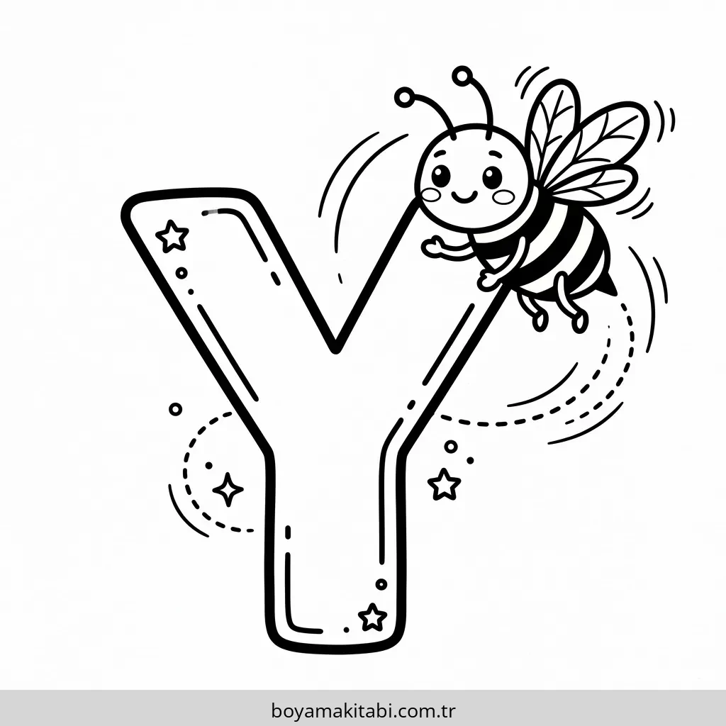 Y Harfi boyama sayfası #23 – doğum günü partisi aktivitesi, ekran süresine alternatif