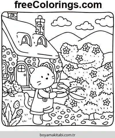 Cottagecore boyama sayfası #38 – eğlenceli etkinlik, el becerilerini geliştirir