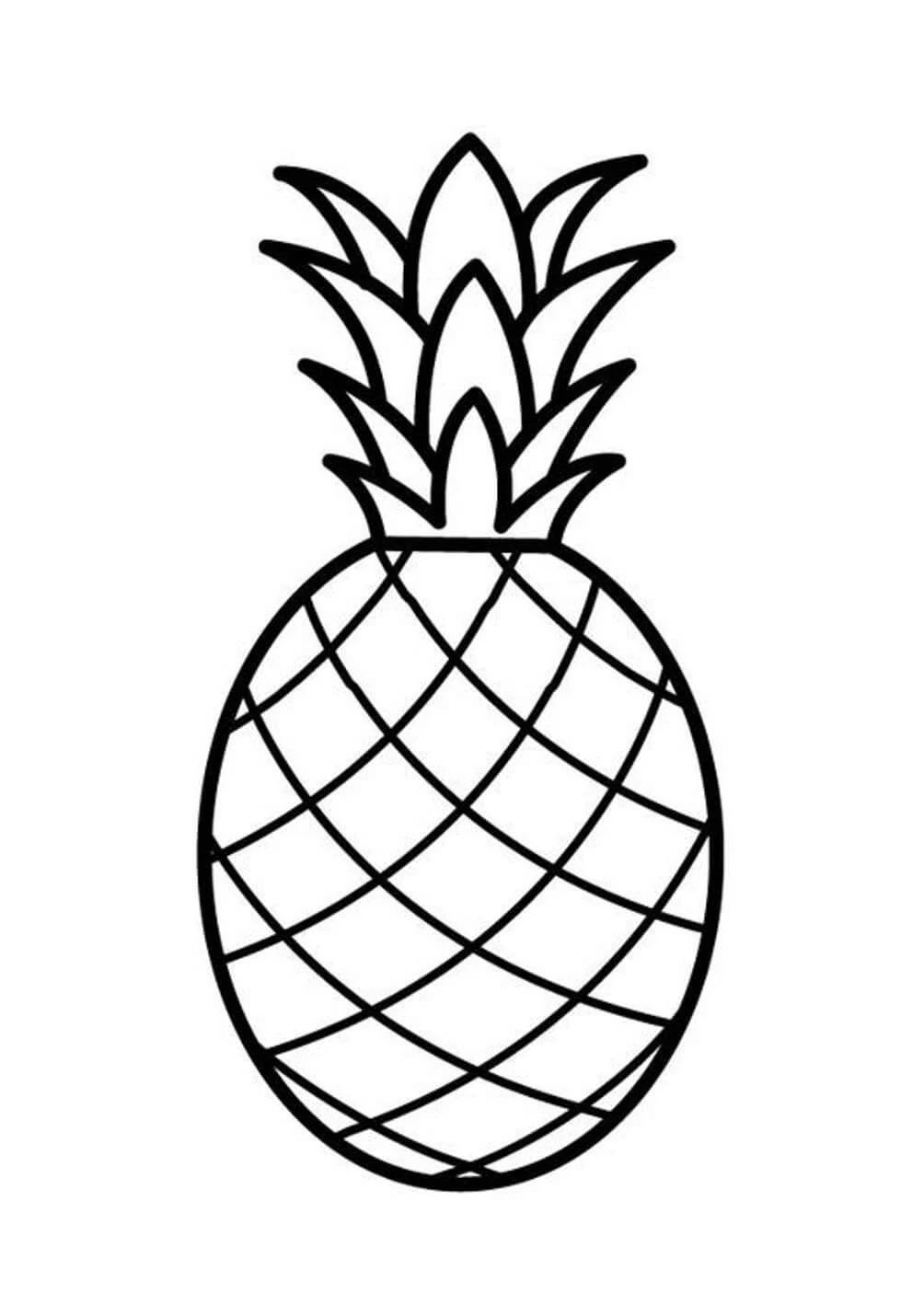 Ananas boyama sayfası – kolay boyama, eğitici aktivite